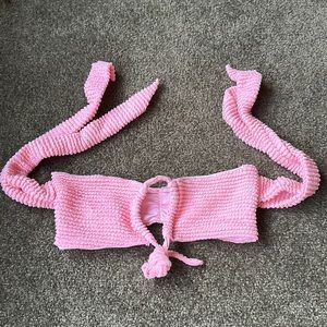 NEW Danielle Guizio Pink Mona Bikini Top